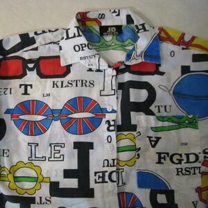 Vintage 90s JD TOO Sunglasses Pattern Blouse Shirt
